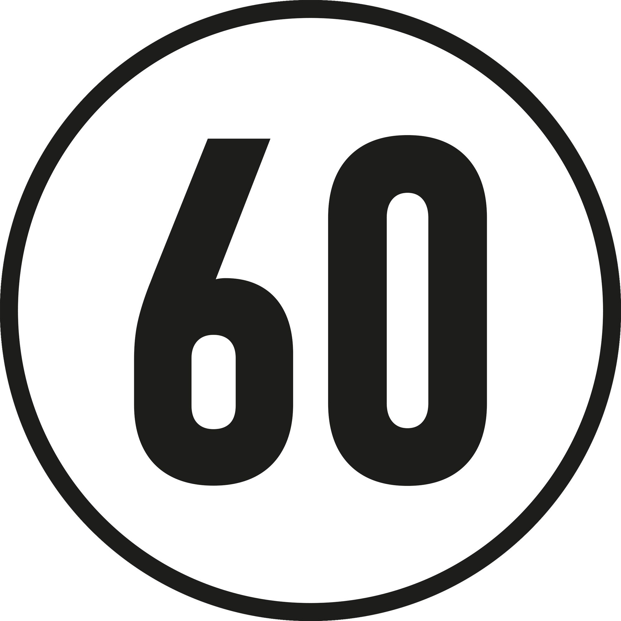 60 km/h-Schild, Ø 200 mm, Aluminium