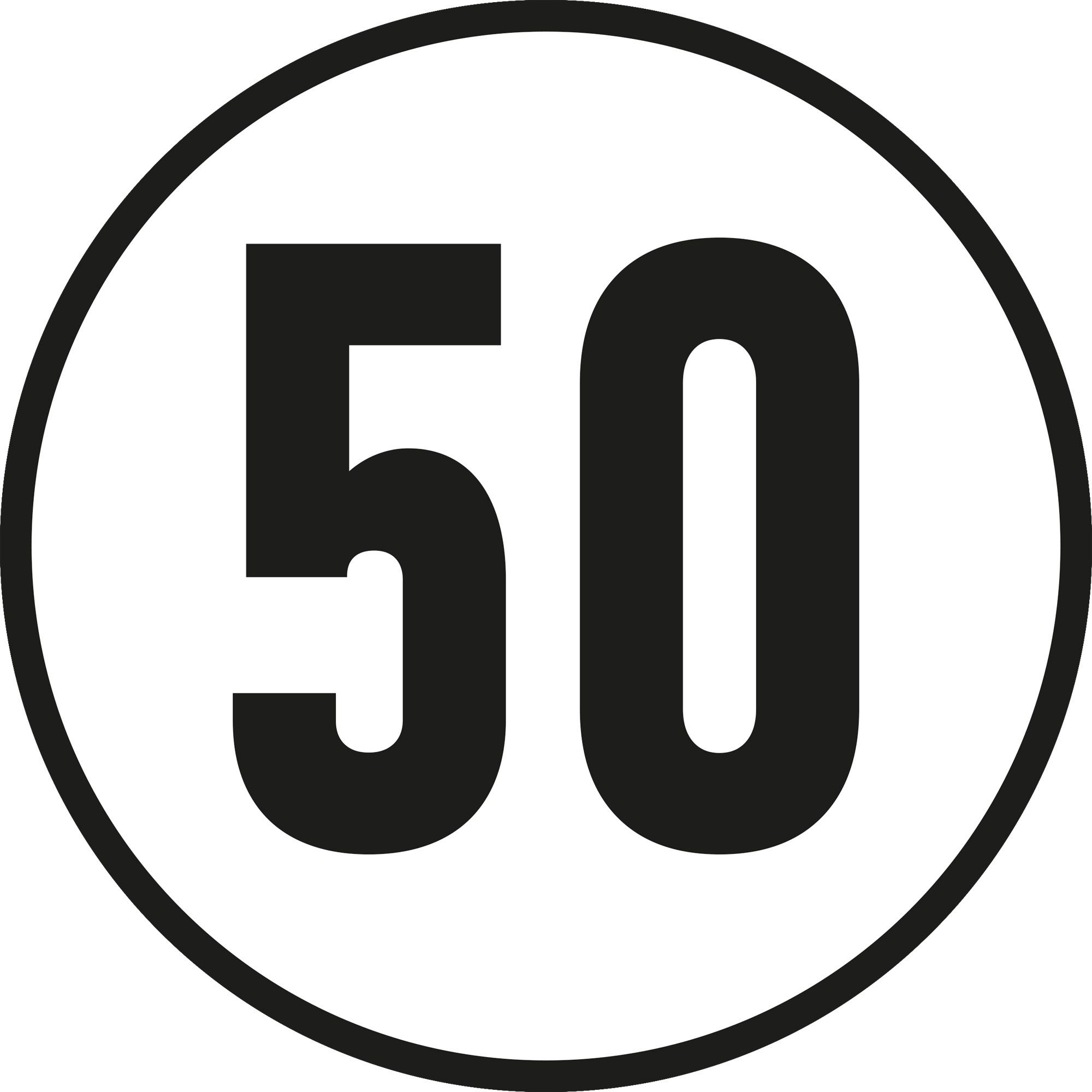 50 km/h-Aufkleber, Ø 200 mm