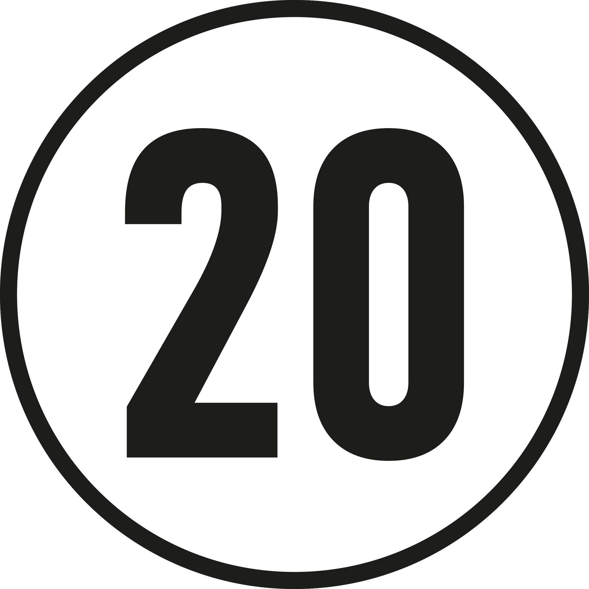 20 km/h-Schild, Ø 200 mm, Aluminium