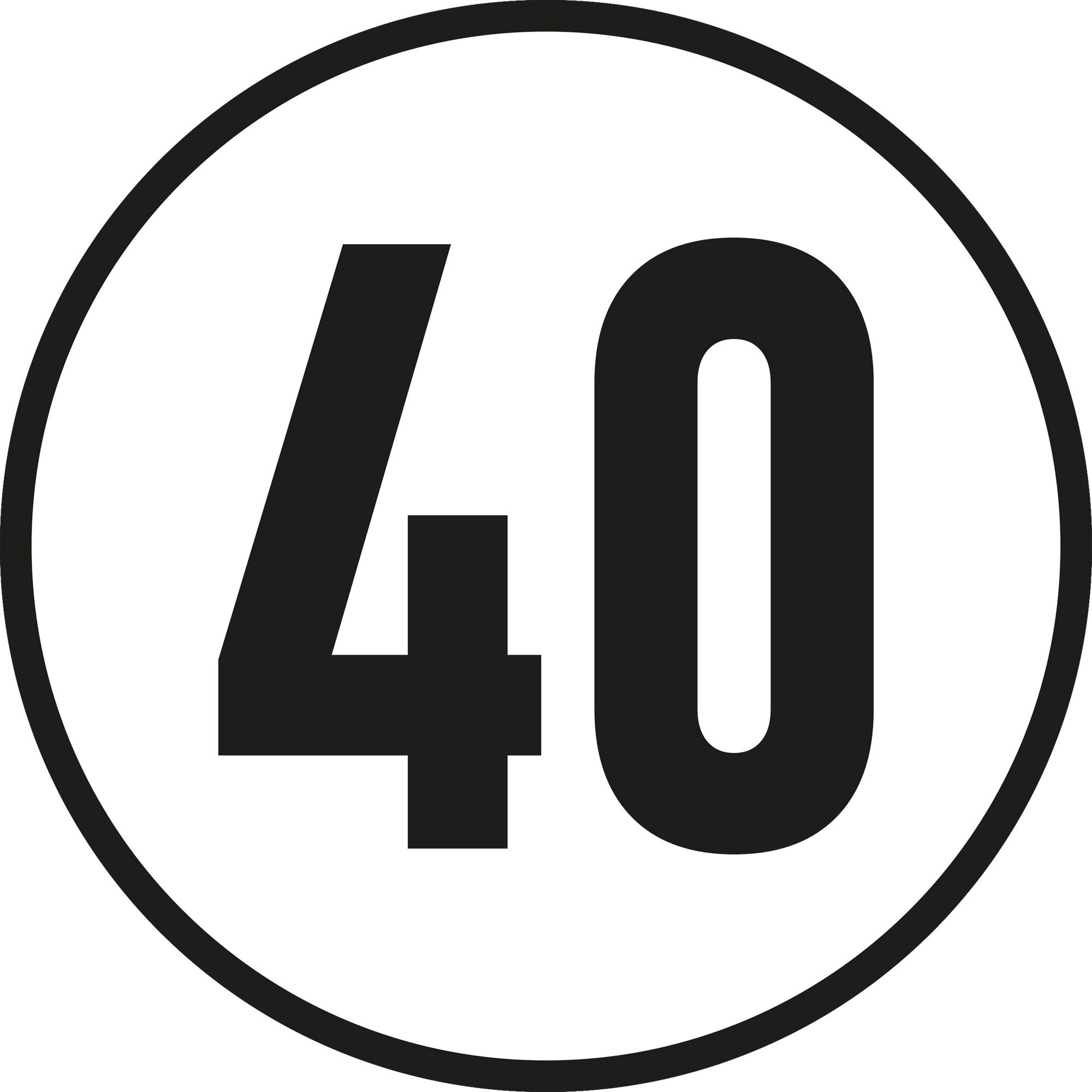 40 km/h-Schild, Ø 200 mm, Aluminium